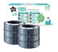 Tommee Tippee Simplee Sangenic Nappy Bin Refills (Pack of 6) - Sustainably Sourced GREENFILM, Antibacterial, 98% Recycled Plastic, Odour Protection