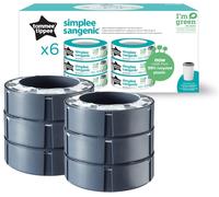 Tommee Tippee Simplee Sangenic Refill Cassettes Pack of 6 Refill Cassettes, Only Suitable for Use in Simplee Sangenic Nappy Bins, Odour and Germ Protection, 100% Recycled Chassis
