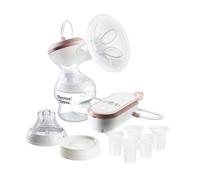 Tommee Tippee Single Electric Breast Pump, Hospital Grade Breastfeeding Pump with Soft Silicone Petal Cushion, 24mm Flange + 5 Inserts, 2 Modes & 9 Suction Levels, Quiet, USB Rechargeable & Portable