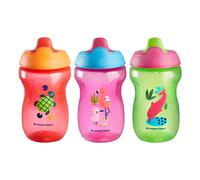 Tommee Tippee Sippee Cup, Water Bottle for Toddlers, 9 Months+, 10oz, Spill-Proof, Bite-Resistant Spout, BPA Free, Pack of 3, Red, Purple and Green