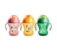 Tommee Tippee Sippee Trainer Cup with Handles, Water Bottle for Toddlers, Spill-Proof, BPA Free, 8oz, 7m+, Pack of 3, Pink, Green and Orange