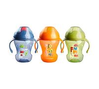Tommee Tippee Sippee Trainer Cup with Handles, Water Bottle for Toddlers, Spill-Proof, BPA Free, 8oz, 7m+, Pack of 3, Blue, Orange and Green