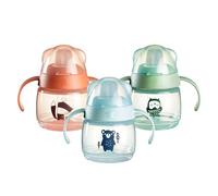 Tommee Tippee SoftSpout Transition Cup, 4m+ Trainer Sippy, Softer Spout, Easy-Grip Handles, Bite Resistant, 100% Leakproof, 150ml, 3 Pack, Green, Red & Blue
