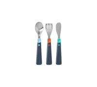 Tommee Tippee Stainless Steel First Cutlery Set, Suitable for 12m+, Kids Cutlery Set with Rounded Edges and Easy to Hold Chunky Handles