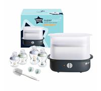Tommee Tippee Super-Steam Advanced Electric Steriliser & Newborn Baby Bottle Starter Kit Set - Blue