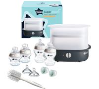 Tommee Tippee Super-Steam Advanced Electric Steriliser & Newborn Baby Bottle Starter Kit Set - Clear
