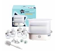 Tommee Tippee Super-Steam Advanced Electric Steriliser & Newborn Baby Bottle Starter Kit Set - Clear
