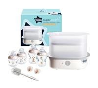 Tommee Tippee Super-Steam Advanced Electric Steriliser & Newborn Baby Bottle Starter Kit Set - Pink