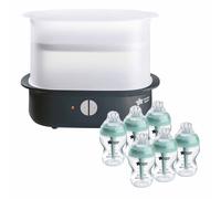 Tommee Tippee Super Steam Advanced Electric Steriliser with x6 260ml Advanced Anti-Colic Baby Bottles - Black