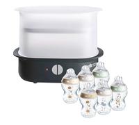 Tommee Tippee Super Steam Advanced Electric Steriliser with x6 260ml Natural Start Baby Bottles - Black