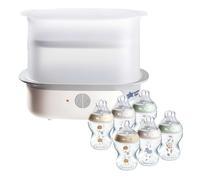 Tommee Tippee Super Steam Advanced Electric Steriliser with x6 260ml Natural Start Baby Bottles - White