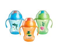 Tommee Tippee Trainer Sippee Cup, 7m+, 8oz, Pack of 3 Non-Spill Trainer Cups for Toddlers, Blue, Orange and Green, with Bite-Resistant Spout and Easy-Hold Handles, Travel Friendly and BPA Free