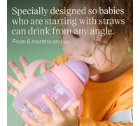 Tommee Tippee Trainer Straw Cup, 240ml, Easy Transition Toddler Cup for 6 Months+, with Silicone Weighted Straw and Easy-Hold Handles, Pink and Purpl