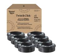 Tommee Tippee Twist and Click Advanced Nappy Bin Original Refill Cassettes, Exclusive Pack of 8, for Easy refill and Great value (pack may vary)