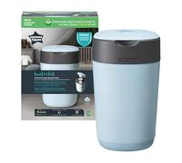 Tommee Tippee Twist and Click Nappy Bin, Includes 1x Refill Cassette with Multilayer, Antibacterial Film, 100% Recycled Chassis, Blue