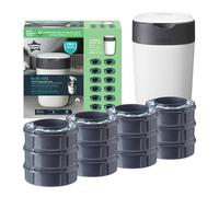 Tommee Tippee Twist and Click Nappy Bin Starter Set, White, with x1 Refill Cassette, Odour and Germ Protection, Antibacterial Film, 100% Recycled Chassis (pack may vary)