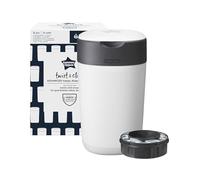 Tommee Tippee Twist and Click Nappy Bin, White, with x1 Refill Cassette, Odour and Germ Protection, Antibacterial Film, 100% Recycled Chassis