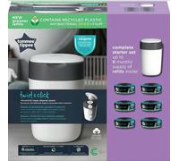 Tommee Tippee Twist & Click Advanced Nappy Bin Starter Set + 6 Refills White