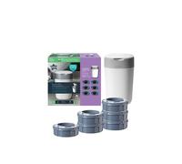 Tommee Tippee Twist & Click Advanced Nappy Bin Starter Set + 6 Refills White