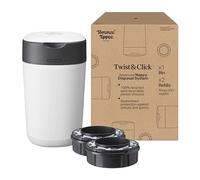 Tommee Tippee Twist & Click Nappy Bin, Exclusive Pack with 2 Refill Cassettes (1 Pre-Loaded, 1 Extra), Guaranteed Odour & Germ Protection, Large Capacity, Pack May Vary