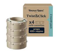 Tommee Tippee Twist & Click Nappy Bin Refill Cassettes Pack of 4 | 10.5m each, Fits All Twist & Click Nappy Bins, Multilayer Antibacterial Film