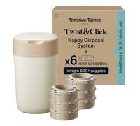 Tommee Tippee Twist & Click Nappy Bin Set + 6x 10.5m Refill Cassettes | Exclusive Pack | Guaranteed Odour & Germ Protection | Large Capacity | Bin Holds up to 33 Nappies | Cassettes Wrap 600+