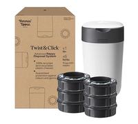 Tommee Tippee Twist & Click Nappy Bin Starter Set Odour & Germ Protection | Includes 6 Refill Cassettes, One-Handed Operation for Quick, Easy Use, 100% Recycled Chassis