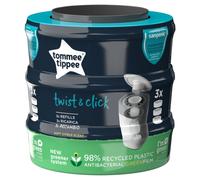 Tommee Tippee Twist and Click Advanced Nappy Bin Refill Cassettes, Sustainably Sourced Antibacterial, Pack of 3