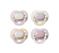 Tommee Tippee Ultimate Fit Soother, 0-6 Months, 4 Pack, Colour Blocked, Orthodontic Dummy for Babies, Extra Air Holes, Symmetrical Teat, 100% BPA Free Silicone, Steriliser Safe, Muted Brights
