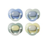 Tommee Tippee Ultimate Fit Soother, 6-18 Months, 4 Pack, Colour Blocked, Orthodontic Dummy for Babies, Symmetrical Teat, Air Holes, 100% BPA Free Silicone, Steriliser Safe, Muted Brights