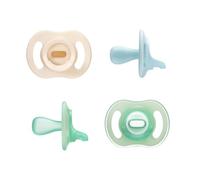 Tommee Tippee Ultra-light StayPut Day and Night Dummy, One-Piece Silicone Design, Soft Skin Feel 0-6m, 4 Pack