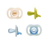 Tommee Tippee Ultra-Light StayPut Day and Night Dummies, 6-18m, 4 Pack, One-Piece Silicone Soother, Soft Skin Feel