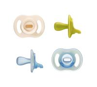 Tommee Tippee Ultra-Light StayPut Day and Night Dummies, One-Piece Silicone Design, Soft Skin Feel 6-18m, 4 Pack