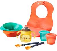 Tommee Tippee First Tastes Weaning Starter Kit, 4+ Months, Toddler Feeding Bowls and Spoons, Roll ‘n’ Go Bib, 100% Leak-Proof Weaning Sippy Cup and Food Storage Pots