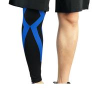 Tommiy High Performance Breathable Compression Leg Sleeve, Full Leg Compression Sleeves, Anti Slip Long Knee Brace, Sports Leg Sleeves for Men Women, Knee, Thigh, Calf, Run, Basketball (Blue, M)