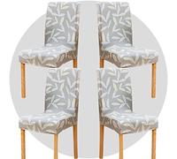 TOMMO Dining Room Chair Covers Set of 4, Stretch Removable Washable Spandex Dining Chair Slipcovers Protectors, Kitchen Chair Covers for Dining Room Party Hotel Ceremony Banquet(Summer bamboo leaves)