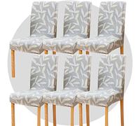 TOMMO Dining Room Chair Covers Set of 6, Stretch Removable Washable Spandex Dining Chair Slipcovers Protectors, Kitchen Chair Covers for Dining Room Party Hotel Ceremony Banquet(Summer bamboo leaves)