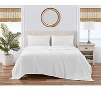 Tommy Bahama Blanket Stylish Cotton Bedding, Home Decor for All Seasons, Queen, White