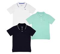 Tommy Bahama Boys Back to School 3-Pack Outfit, Short Sleeve Collared Polo T-Shirt, Front Button Closure & Embroidered Logo, Blue/White/Green, 5-6