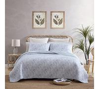 Tommy Bahama Cotton Bedding with Matching Sham, Coastal Home Decor with Textured Reverse, Blue/White, King
