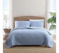 Tommy Bahama Home | Costa Sera Collection | Soft and Breathable Quilt Bedpsread Coverlet Seasons Pre-Washed for Added Softness Twin Blue