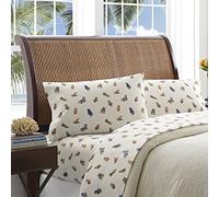 Tommy Bahama Home Percale Collection Sheet Set-100% Cotton, Crisp & Cool, Lightweight & Moisture-Wicking Bedding, King, Beach Chairs