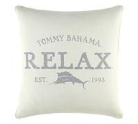 Tommy Bahama Home Throw Pillow Soft Cotton Zipper Closure, Stylish Home Decor for Bed or Couch, 18" L x 18" W, Relax Grey/Beige