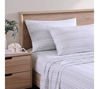 Tommy Bahama - King Sheets, Cotton Percale Bedding Set, Crisp & Cool, Stylish Home Decor (Kahanu Stripe Grey, King)