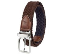 Tommy Bahama Men's Stretch Braided Reversible Belt, Adjustable Two-in-One Casual Belt, Navy/Brown, S-M