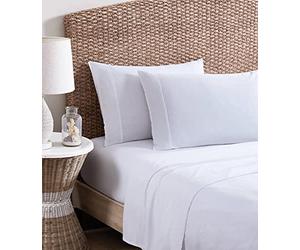 Tommy Bahama | Organic Collection | Sheet Set - 100% Cotton, GOTS Certified Organic, Ultra Soft & Breathable, Softens with Each Wash, Queen, White