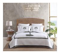 Tommy Bahama | Palm Island Collection | Quilt - 100% Cotton Reversible Soft & Breathable Pre-Washed for Added Softness Queen Grey