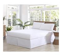 Tommy Bahama - Queen Bedskirt Soft Cotton Bedding Coastal Inspired Room Essentials (Solid Pleated White Queen)