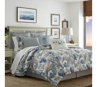 Tommy Bahama - Queen Duvet Cover Set Soft Cotton Bedding with Matching Shams Tropical Home Decor with Solid Reverse (Raw Coast Blue Queen)