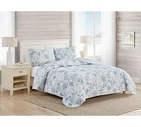 Tommy Bahama - Queen Quilt Set, Reversible Cotton Bedding with Matching Shams, Beach Home Decor for All Seasons (Beach Bliss Grey, Queen)